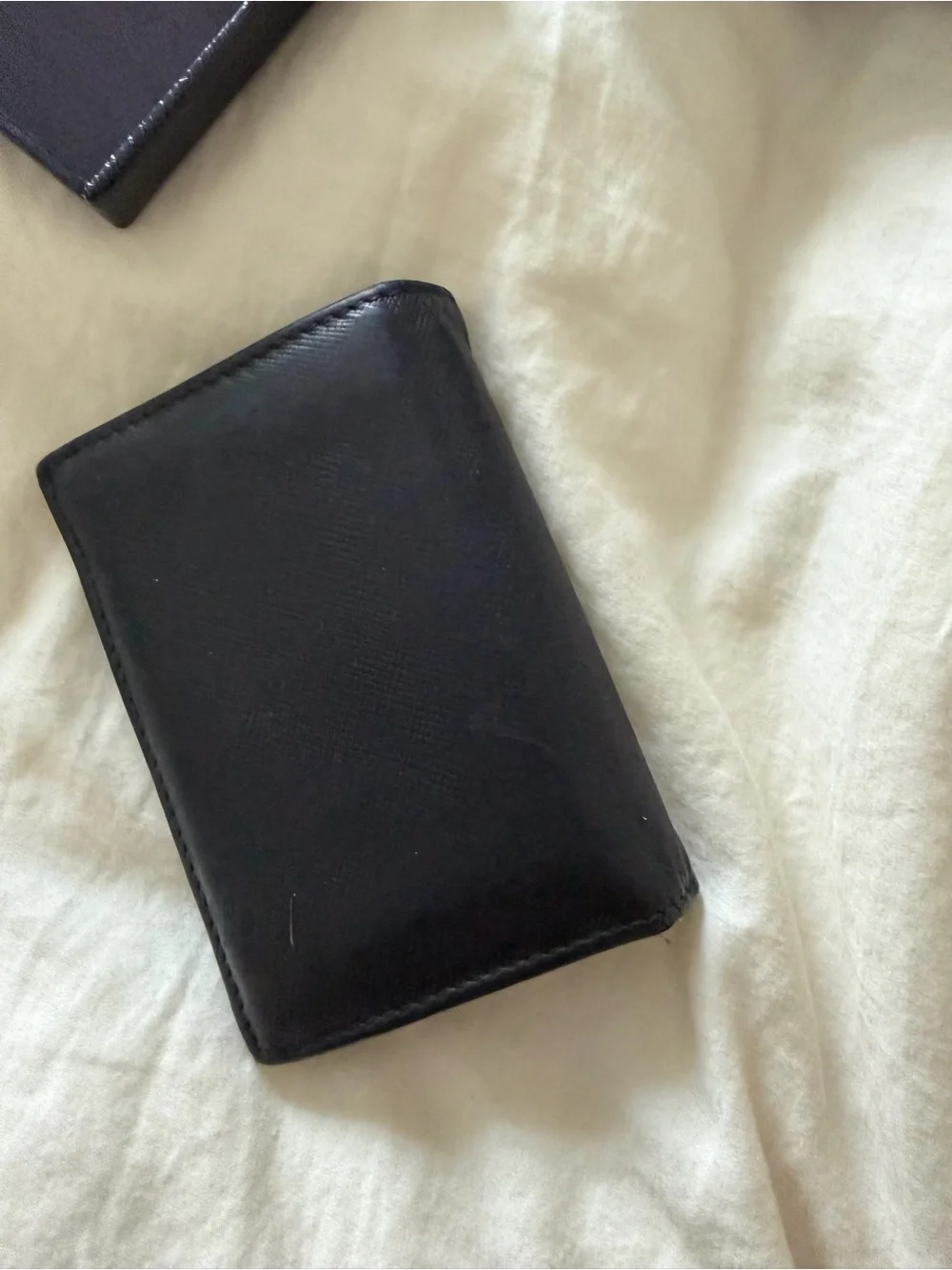 Prada Black Saffiano Leather Money Clip with Silver Logo